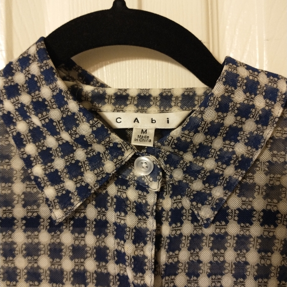 CAbi sheer plaid button down blouse - Picture 4 of 5